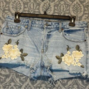 Abercrombie & Fitch Light Blue Floral Jean Shorts